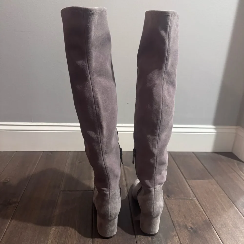 Cole Haan Elnora Gray Suede Over the Knee Chunky Heel Boots 8B